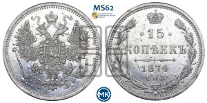 15 копеек 1874 года СПБ/НI