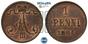 1 пенни 1884 года