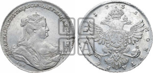 1 рубль 1738 года СПБ (петербургский тип, СПБ под рукавом)
