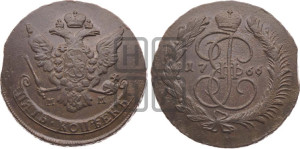 5 копеек 1766 года ММ (ММ, Красный  монетный двор)
