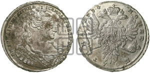 Полтина 1734 года (особый портрет, корона разделяет надпись)