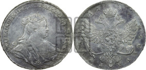 1 рубль 1738 года (петербургский тип, без СПБ, московский орел)