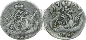 5 копеек 1758 года СПБ (кружок малого формата)