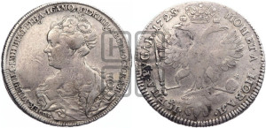 1 рубль 1725 года СПБ (Портрет влево, Петербургский тип, СПБ в начале круговой надписи лицевой стороны)