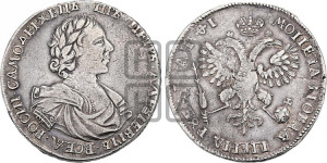 1 рубль 1719 года OK/L (портрет в латах, знак медальера ОК, инициалы минцмейстера L или ILL)