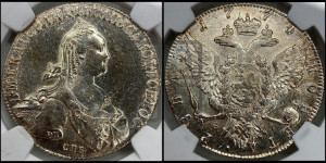 1 рубль 1774 года СПБ/ѲЛ ( СПБ, без шарфа на шее)