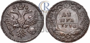 Денга 1730 года (крест державы узорчатый)