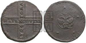 5 копеек 1724 года МД (”Крестовик”, со знаком монетного двора МД)