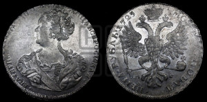 1 рубль 1725 года СП-Б (Портрет влево, Петербургский тип, знак двора СПБ под орлом)