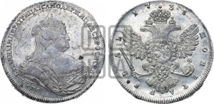 1 рубль 1738 года СПБ (петербургский тип, СПБ под рукавом)