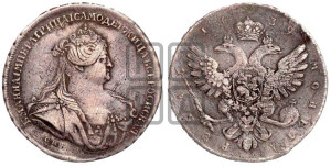 1 рубль 1739 года СПБ (петербургский тип, портрет 1740 года СПБ, розетка на груди и плече)