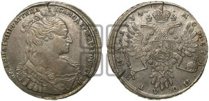 Полтина 1734 года (особый портрет, корона разделяет надпись)