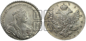 1 рубль 1738 года СПБ (петербургский тип, СПБ под рукавом)