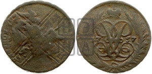 2 копейки 1757 года (гурт сетчатый)