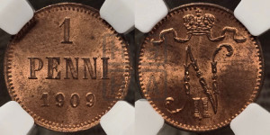 1 пенни 1909 года