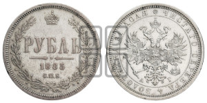 1 рубль 1885 года СПБ/АГ (орел 1859 года СПБ/АГ)