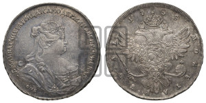 1 рубль 1738 года СПБ (петербургский тип, СПБ под рукавом)