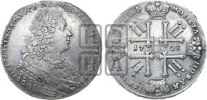 1 рубль 1728 года (голова внутри надписи, со звездой на плаще)