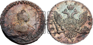 1 рубль 1755 года СПБ / Я I (СПБ, портрет работы Скотта)