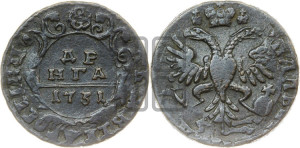Денга 1731 года (крест державы узорчатый)