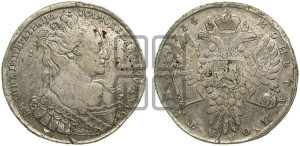 Полтина 1734 года (особый портрет, корона разделяет надпись)