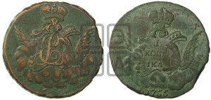 Копейка 1755 года (с орлом в облаках, гурт “МОСКОВСКОГО МАНЕТНОГО ДВОРА”)