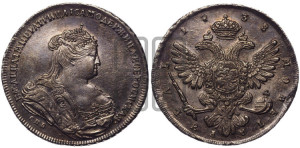 1 рубль 1738 года СПБ (петербургский тип, СПБ под рукавом)