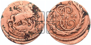 1 копейка 1766 года ММ (ММ или без букв, Красный  монетный двор)