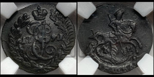 Полушка 1791 года КМ (КМ, Сузунский монетный двор)