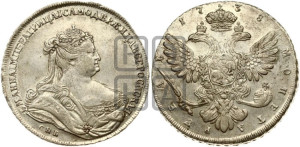 1 рубль 1738 года СПБ (петербургский тип, СПБ под рукавом)