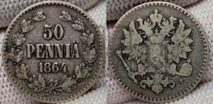 50 пенни 1864 года S