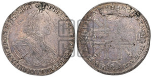 1 рубль 1725 года СПБ (“Солнечник”, портрет в латах, СПБ под портретом, над головой большой крест)