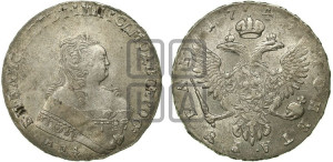 1 рубль 1749 года ММД (ММД под портретом, шея короче, орденская лента шире)