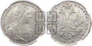 1 рубль 1727 года СП-Б (Портрет вправо, Петербургский тип, голова малая)