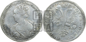 1 рубль 1725 года СП-Б (Портрет влево, Петербургский тип, знак двора СПБ под орлом)