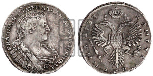 Полтина 1733 года (голова смещена влево)