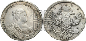 1 рубль 1738 года СПБ (петербургский тип, СПБ под рукавом)