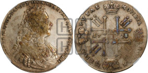 1 рубль 1728 года (голова внутри надписи, со звездой на плаще)