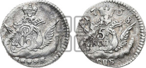 5 копеек 1758 года СПБ (кружок малого формата)