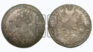 1 рубль 1725 года СП-Б (Портрет влево, Петербургский тип, знак двора СПБ под орлом)