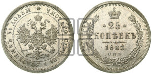 25 копеек 1883 года СПБ/ДС (орел образца 1859 года СПБ/ДС)