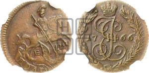 Полушка 1766 года ЕМ (ЕМ, Екатеринбургский монетный двор)