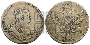 1 рубль 1738 года СПБ (петербургский тип, СПБ под рукавом)