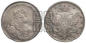 1 рубль 1738 года СПБ (петербургский тип, СПБ под рукавом)