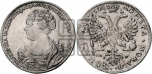 1 рубль 1726 года СП-Б (Портрет влево, Петербургский тип, знак двора СПБ под орлом)