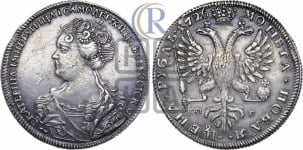 1 рубль 1726 года СП-Б (Портрет влево, Петербургский тип, знак двора СПБ под орлом)