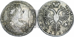 Полтина 1733 года (голова смещена влево)