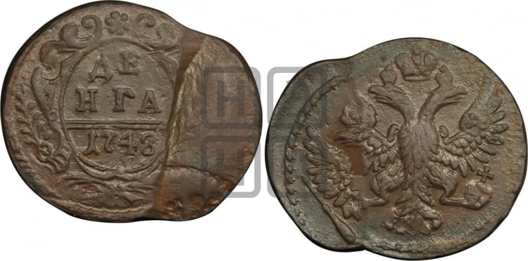 Денга 1743 года (с орлом на аверсе)