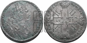 1 рубль 1727 года СПБ (петербургский тип, гурт шнуровидный, СПБ под портретом)