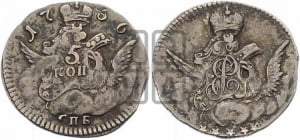 5 копеек 1756 года СПБ (кружок большого формата)